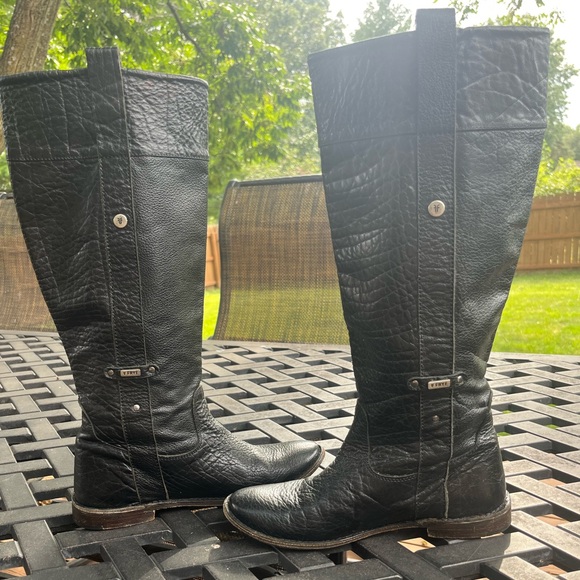 Vintage Frye Boots Pull On Low Heel Tall Shaft Black Leather Size 7.5/8 - Picture 4 of 8